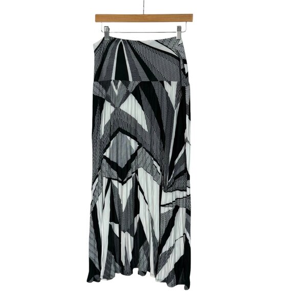 Sunny Leigh Womens Small Black & White Geometric Maxi Skirt Polyester/Spandex - Picture 2 of 5